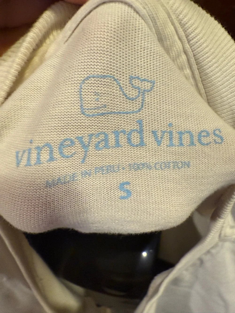 Vineyard Vines White Tee with Light Blue Whale Logo Hockey cotton size S - Picture 3 of 3